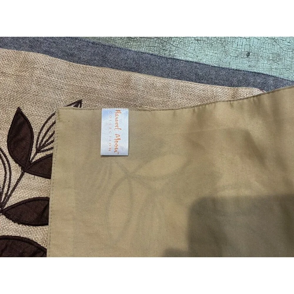 Harvest Moon Collection Table Runner Embroidered Fall Autumn Leaves 70” x 13